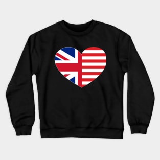 Usa and Uk heart flag, united state, united kingdom Crewneck Sweatshirt